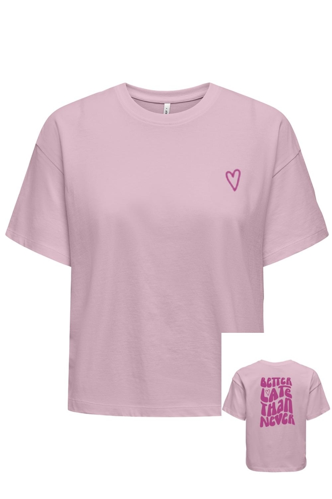 ONL30 HAPPY LIFE S/S BOXY TEE CS JR 15367624 Roseate Spoonbill/Never fucsia